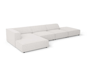 Cosmopolitan Design - Divano angolare sinistro "Arendal" 5 posti in ciniglia grigio chiaro 