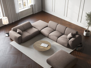 Cosmopolitan Design - Divano angolare sinistro "Nolio" 4 posti in ciniglia beige 