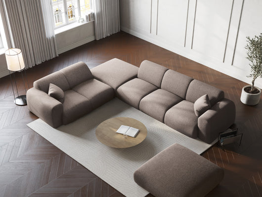 Cosmopolitan Design - Divano angolare sinistro "Nolio" 4 posti in ciniglia beige 