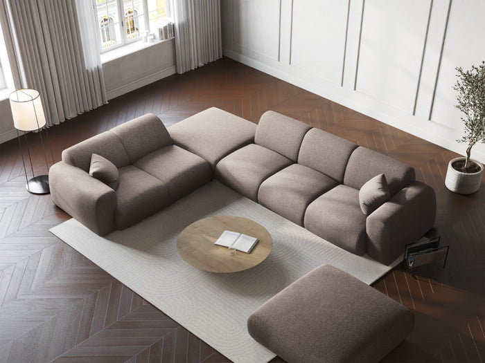 Cosmopolitan Design - Divano angolare sinistro "Nolio" 4 posti in ciniglia beige 