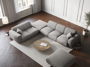 Cosmopolitan Design - Divano angolare sinistro "Nolio" 4 posti in ciniglia grigio chiaro 