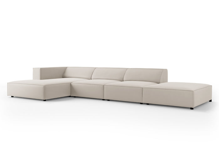 Cosmopolitan Design - Divano angolare sinistro "Arendal" 5 posti in velluto ecru 