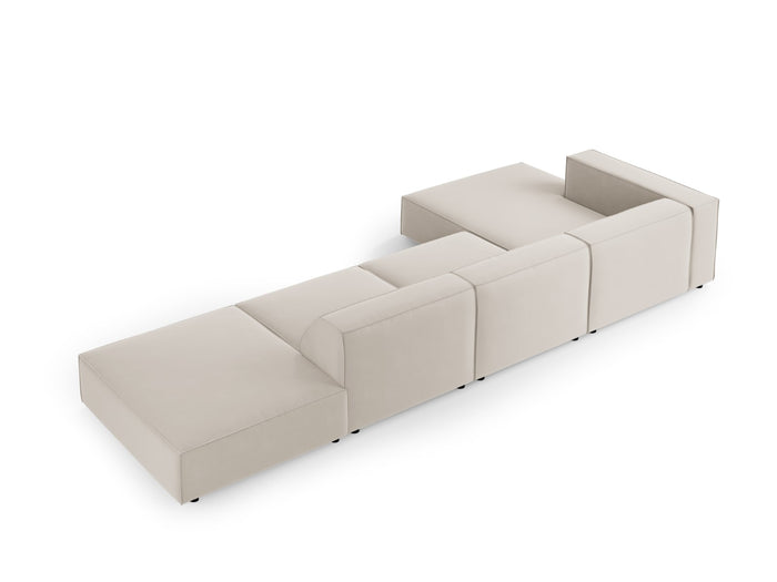 Cosmopolitan Design - Divano angolare sinistro "Arendal" 5 posti in velluto ecru 