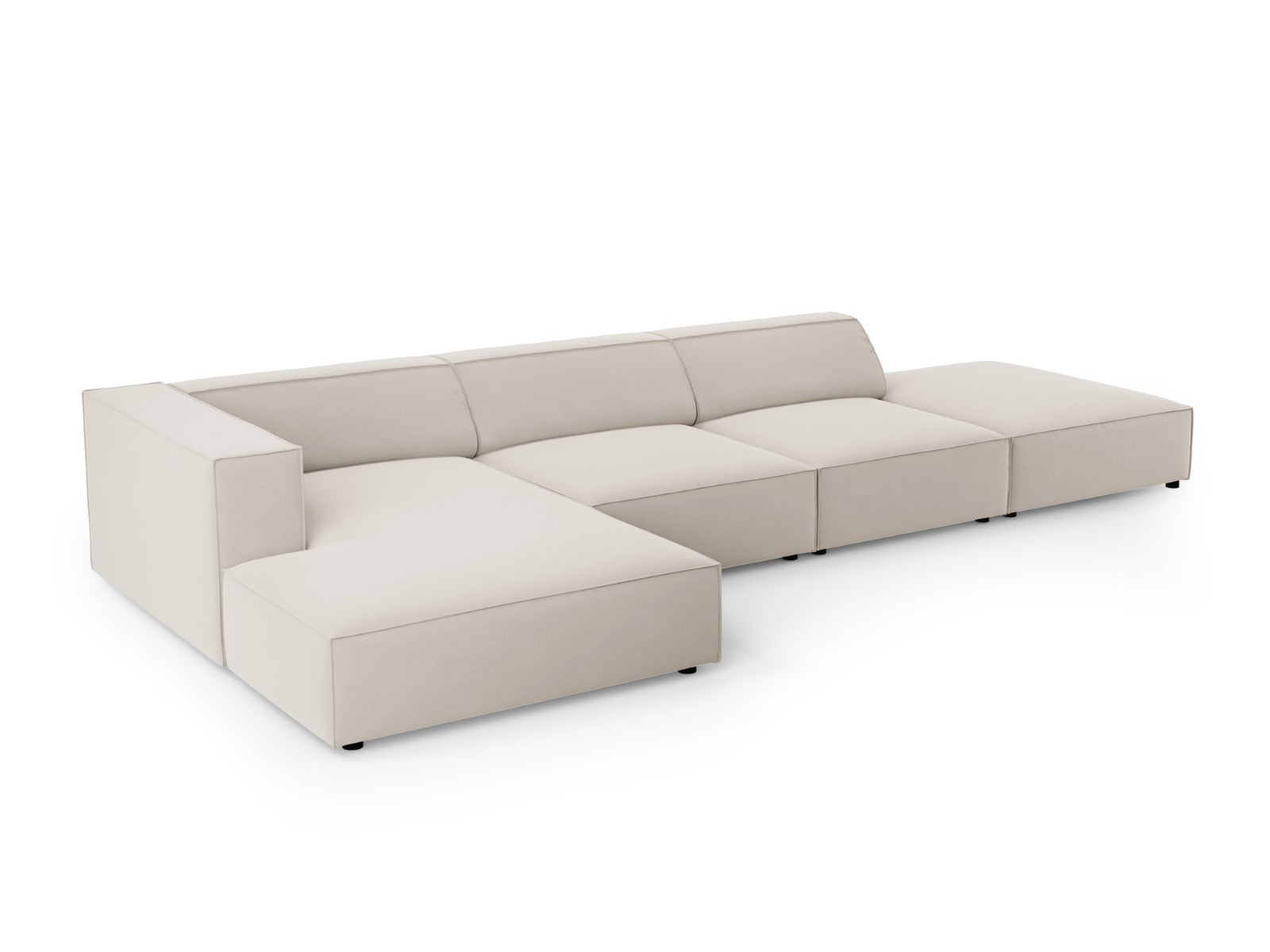 Cosmopolitan Design - Divano angolare sinistro "Arendal" 5 posti in velluto ecru 