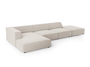 Cosmopolitan Design - Divano angolare sinistro "Arendal" 5 posti in velluto ecru 