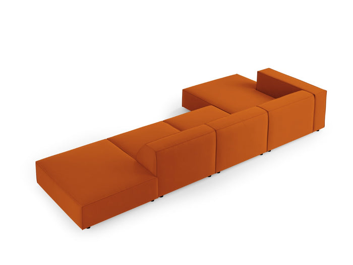 Cosmopolitan Design - Divano angolare sinistro "Arendal" 5 posti in velluto terracotta 