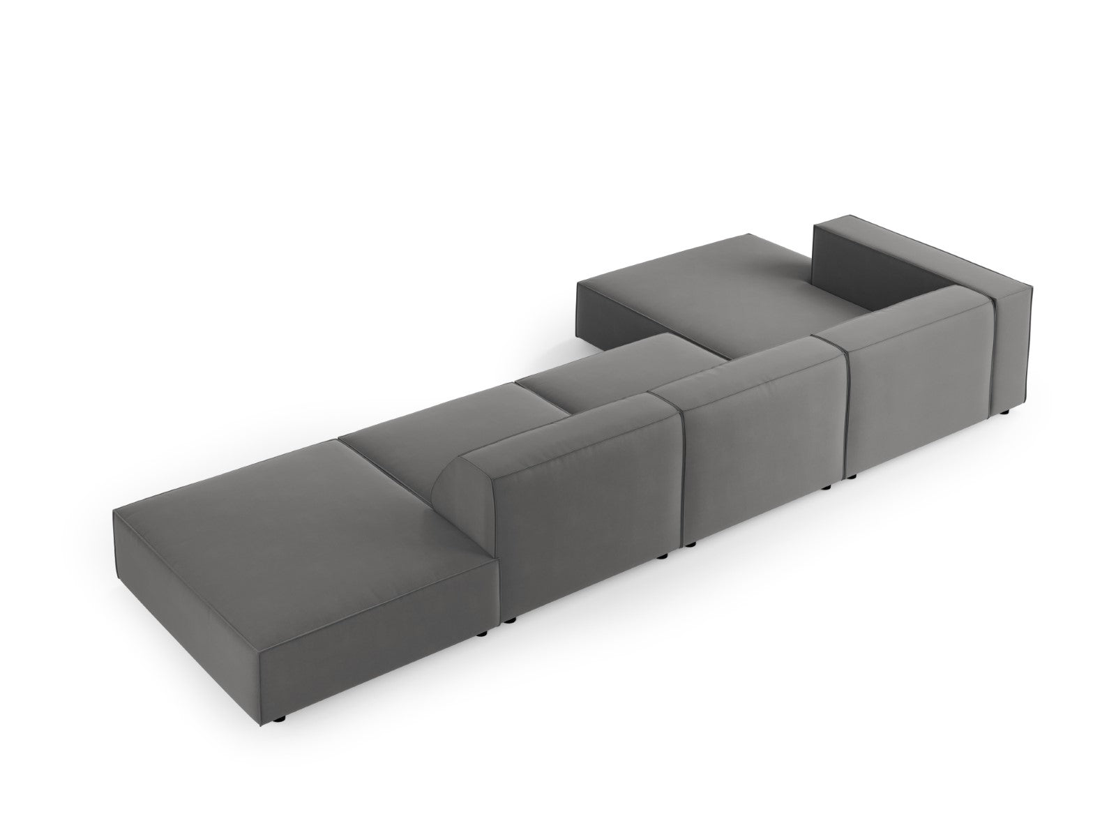 Cosmopolitan Design - Divano angolare sinistro "Arendal" 5 posti in velluto cemento 