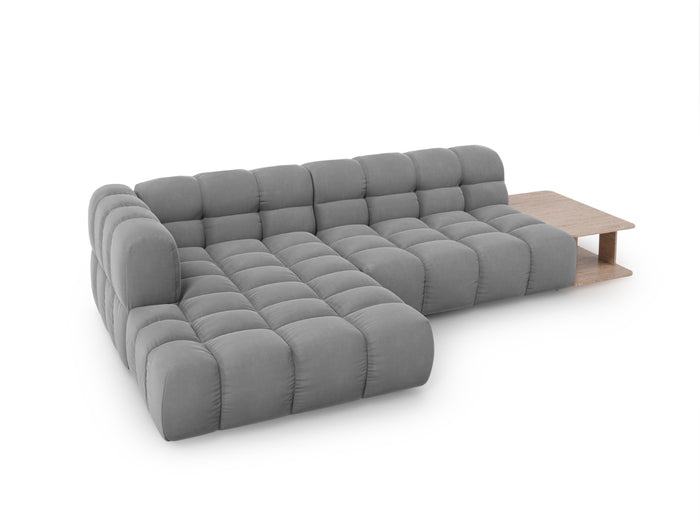 Cosmopolitan Design - Divano angolare modulare sinistro "Sky" 4 posti in velluto grigio chiaro 