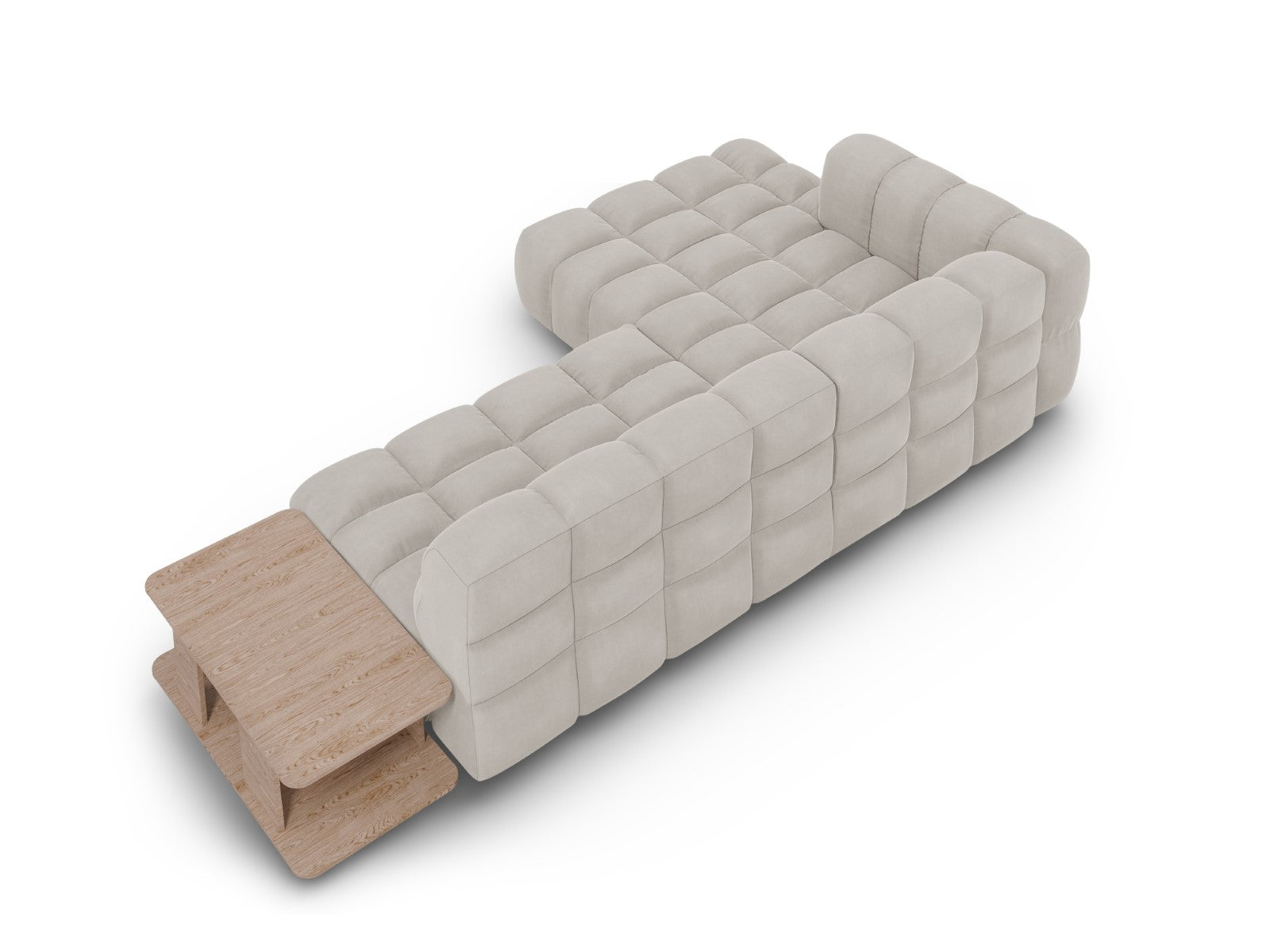 Cosmopolitan Design - Divano angolare modulare sinistro "Sky" 4 posti in velluto beige chiaro 