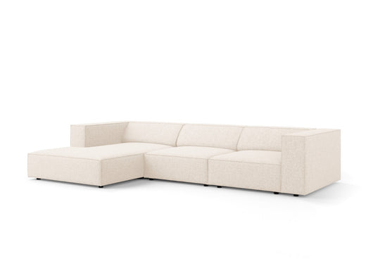 Cosmopolitan Design - Divano angolare sinistro "Arendal" 4 posti in ciniglia beige chiaro 