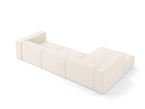 Cosmopolitan Design - Divano angolare sinistro "Arendal" 4 posti in ciniglia beige chiaro 