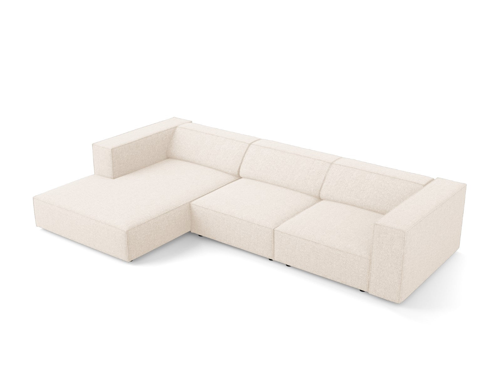 Cosmopolitan Design - Divano angolare sinistro "Arendal" 4 posti in ciniglia beige chiaro 