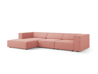 Cosmopolitan Design - Divano angolare sinistro "Arendal" 4 posti in ciniglia rosa 