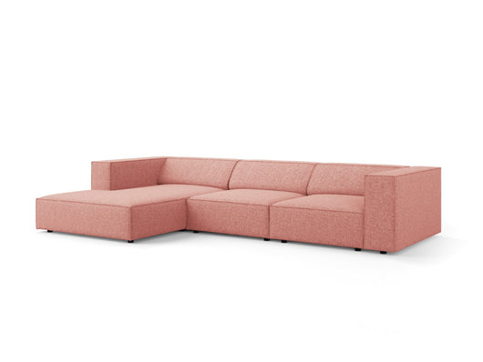 Cosmopolitan Design - Divano angolare sinistro "Arendal" 4 posti in ciniglia rosa 