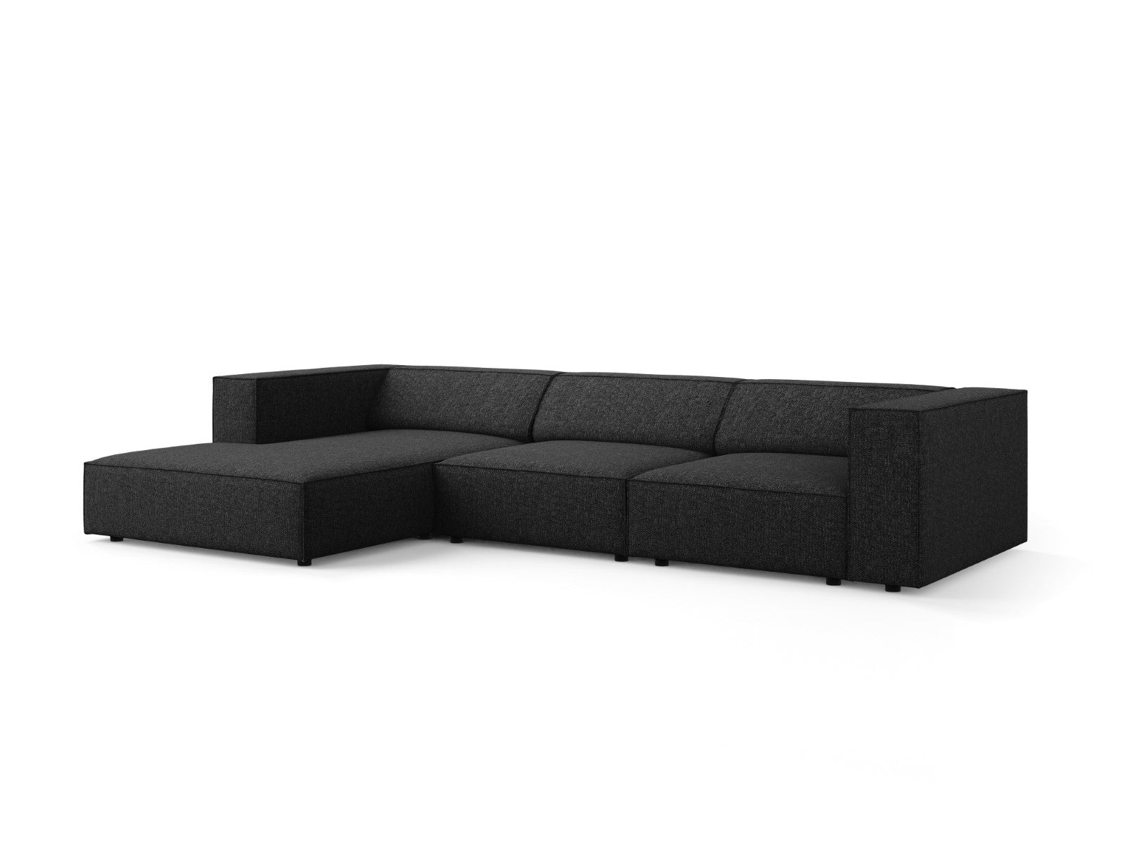 Cosmopolitan Design - Divano angolare sinistro "Arendal" 4 posti in ciniglia nero 