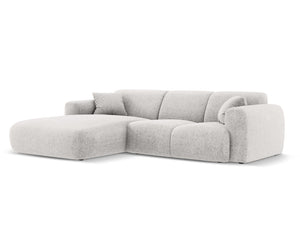 Cosmopolitan Design - Divano angolare sinistro "Nolio" 4 posti in ciniglia grigio chiaro 