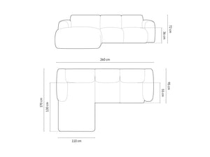 Cosmopolitan Design - Divano angolare sinistro "Nolio" 4 posti in ciniglia grigio 