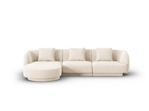 Cosmopolitan Design - Divano angolare sinistro "Tulum" 4 posti in ciniglia beige chiaro 