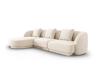 Cosmopolitan Design - Divano angolare sinistro "Tulum" 4 posti in ciniglia beige chiaro 