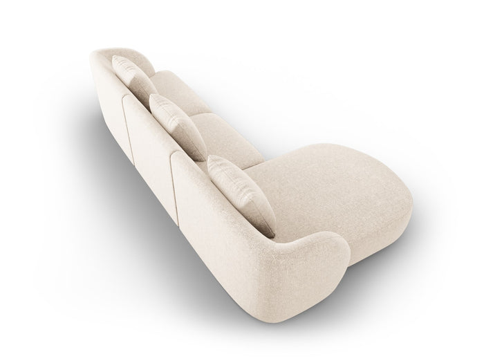 Cosmopolitan Design - Divano angolare sinistro "Tulum" 4 posti in ciniglia beige chiaro 