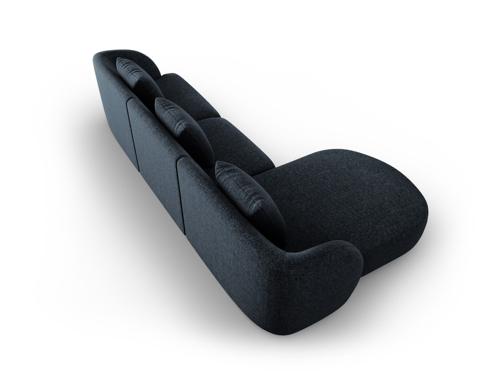 Cosmopolitan Design - Divano angolare sinistro "Tulum" 4 posti in ciniglia blu reale 