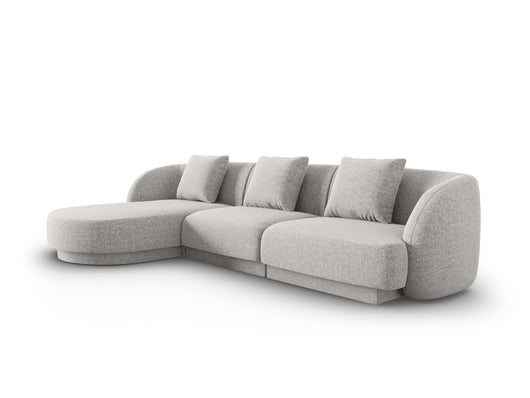 Cosmopolitan Design - Divano angolare sinistro "Tulum" 4 posti in ciniglia grigio chiaro 