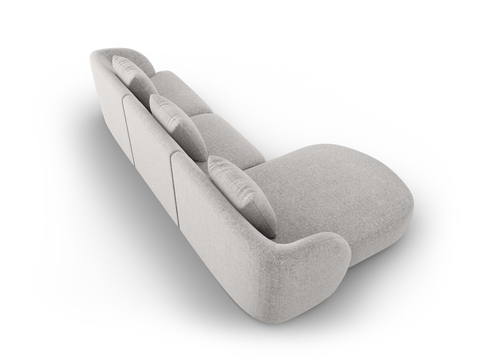 Cosmopolitan Design - Divano angolare sinistro "Tulum" 4 posti in ciniglia grigio chiaro 