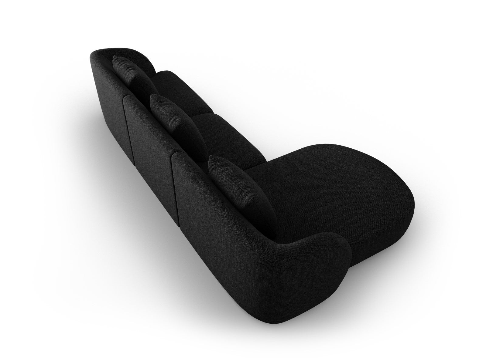 Cosmopolitan Design - Divano angolare sinistro "Tulum" 4 posti in ciniglia nero 