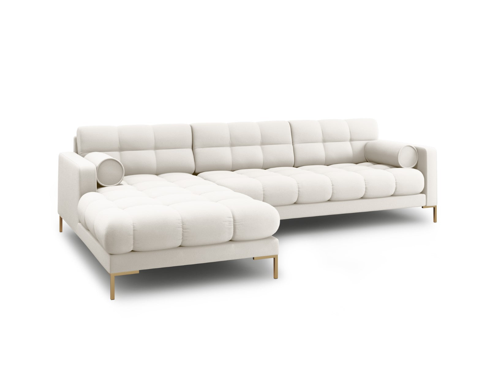 Cosmopolitan Design - Divano angolare sinistro "Bali" 5 posti in tessuto strutturato beige chiaro 