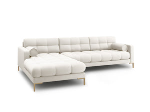 Cosmopolitan Design - Divano angolare sinistro "Bali" 5 posti in tessuto strutturato beige chiaro 