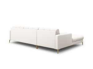 Cosmopolitan Design - Divano angolare sinistro "Bali" 5 posti in tessuto strutturato beige chiaro 