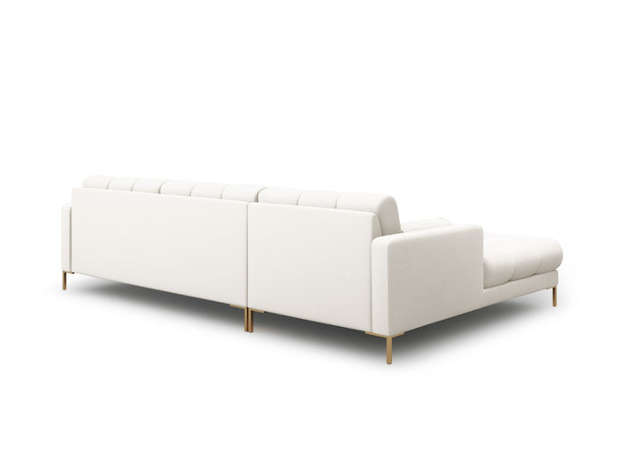 Cosmopolitan Design - Divano angolare sinistro "Bali" 5 posti in tessuto strutturato beige chiaro 