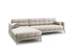 Cosmopolitan Design - Divano angolare sinistro "Bali" 5 posti in tessuto strutturato beige 