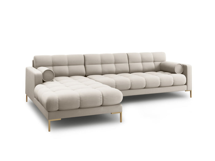Cosmopolitan Design - Divano angolare sinistro "Bali" 5 posti in tessuto strutturato beige 
