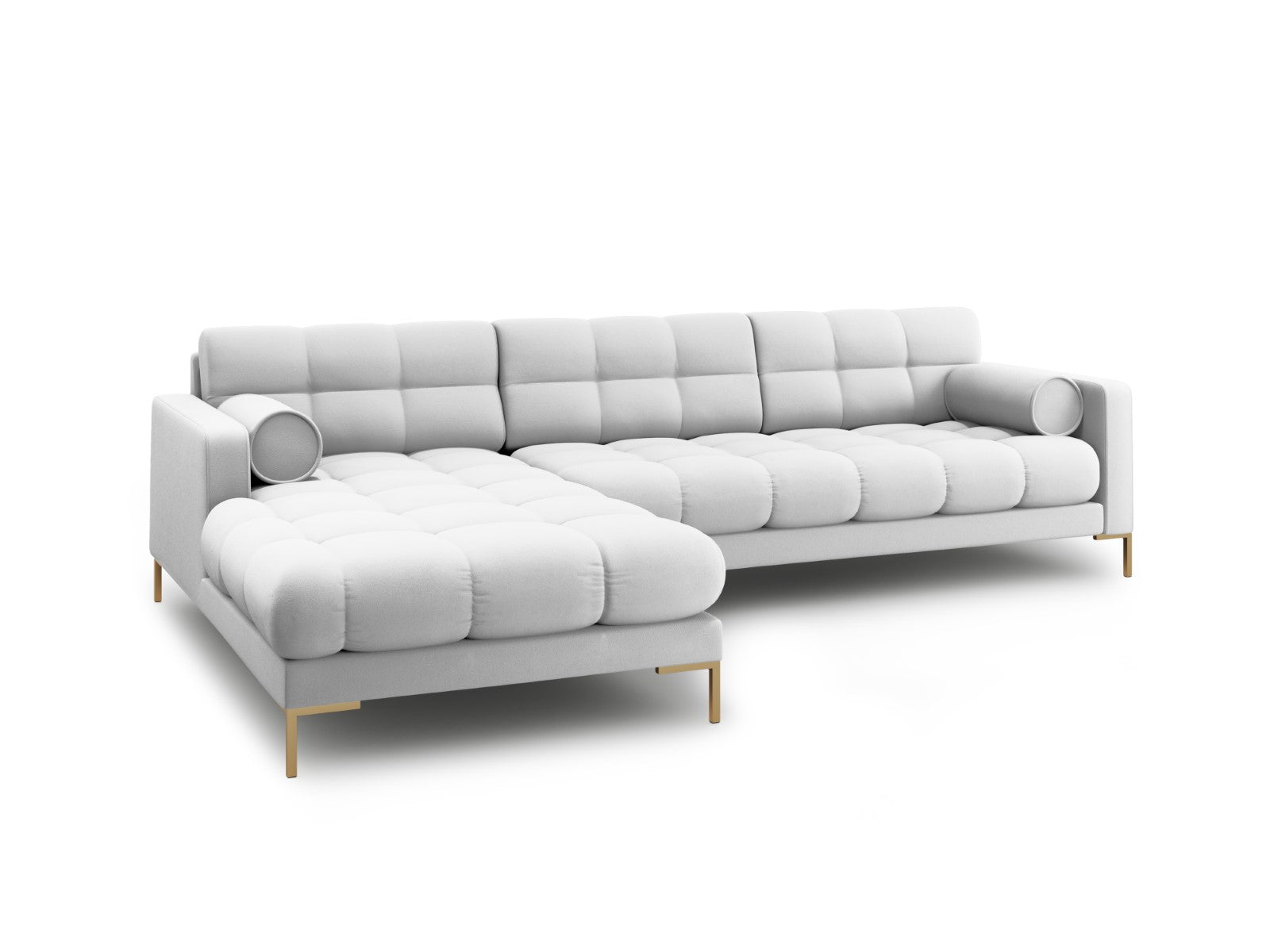 Cosmopolitan Design - Divano angolare sinistro "Bali" 5 posti in tessuto strutturato grigio chiaro 