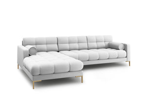 Cosmopolitan Design - Divano angolare sinistro "Bali" 5 posti in tessuto strutturato grigio chiaro 