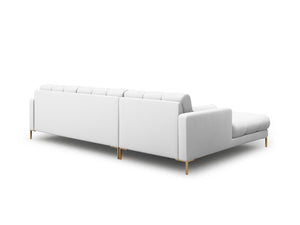 Cosmopolitan Design - Divano angolare sinistro "Bali" 5 posti in tessuto strutturato grigio chiaro 