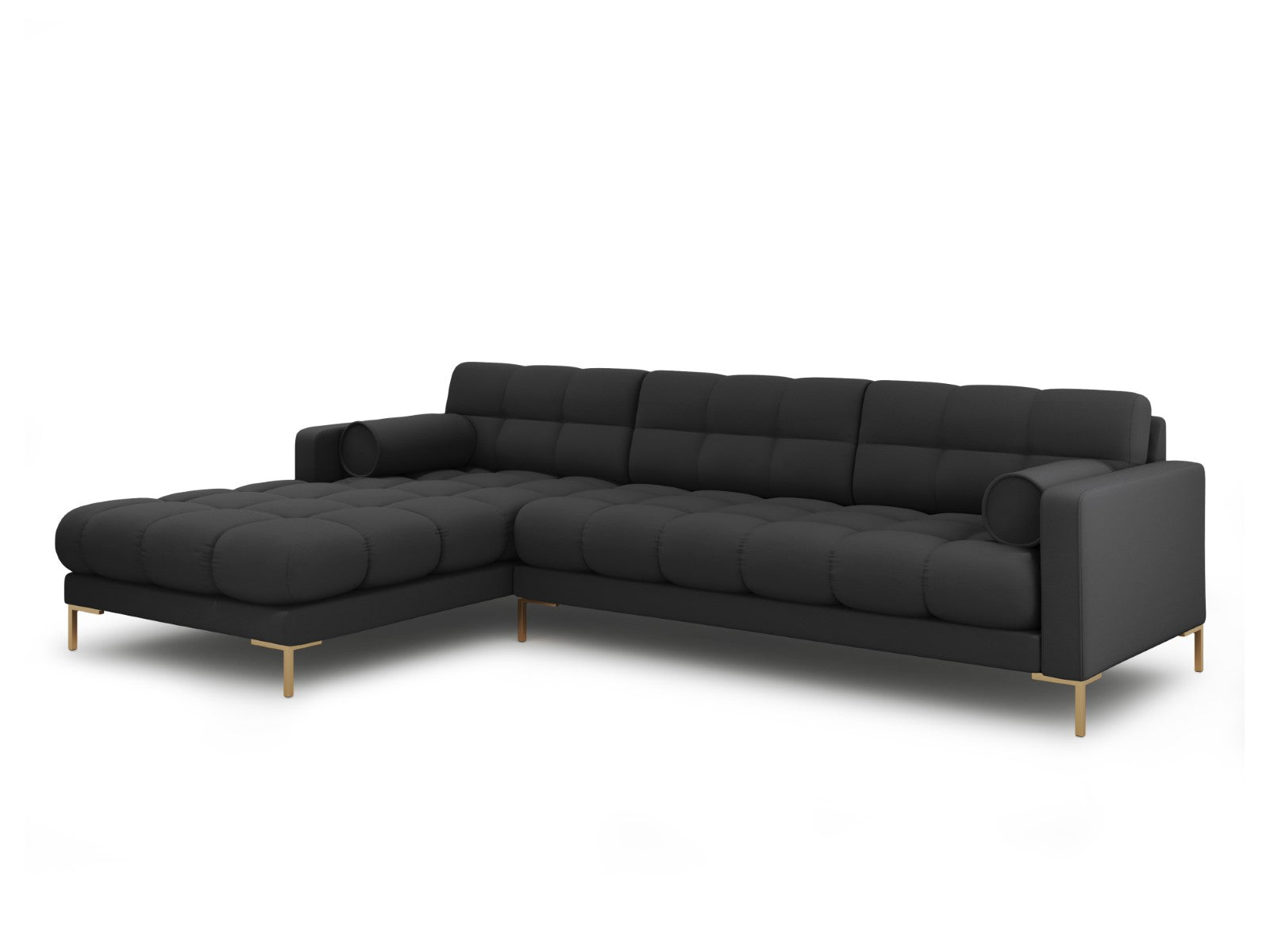 Cosmopolitan Design - Divano angolare sinistro "Bali" 5 posti in tessuto strutturato grigio scuro 