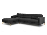 Cosmopolitan Design - Divano angolare sinistro "Bali" 5 posti in tessuto strutturato grigio scuro 