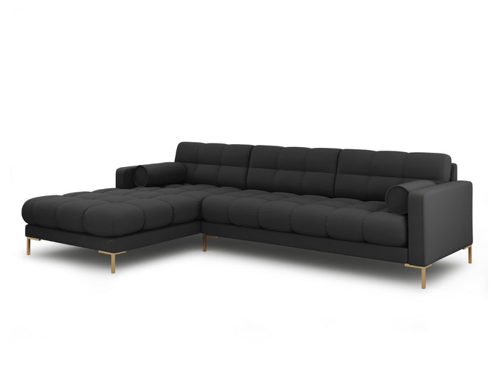 Cosmopolitan Design - Divano angolare sinistro "Bali" 5 posti in tessuto strutturato grigio scuro 