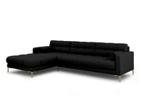 Cosmopolitan Design - Divano angolare sinistro "Bali" 5 posti in tessuto strutturato nero 