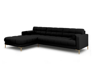 Cosmopolitan Design - Divano angolare sinistro "Bali" 5 posti in tessuto strutturato nero 
