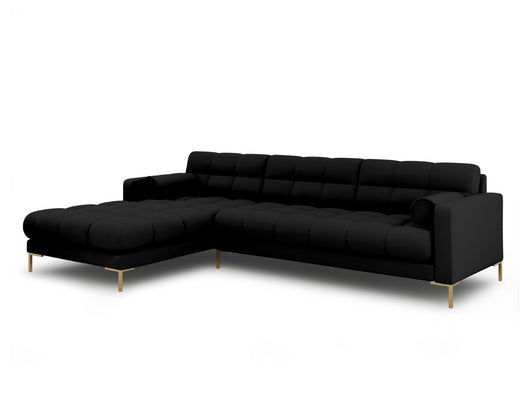 Cosmopolitan Design - Divano angolare sinistro "Bali" 5 posti in tessuto strutturato nero 
