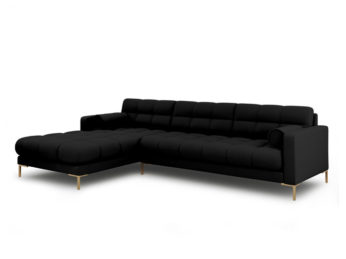 Cosmopolitan Design - Divano angolare sinistro "Bali" 5 posti in tessuto strutturato nero 