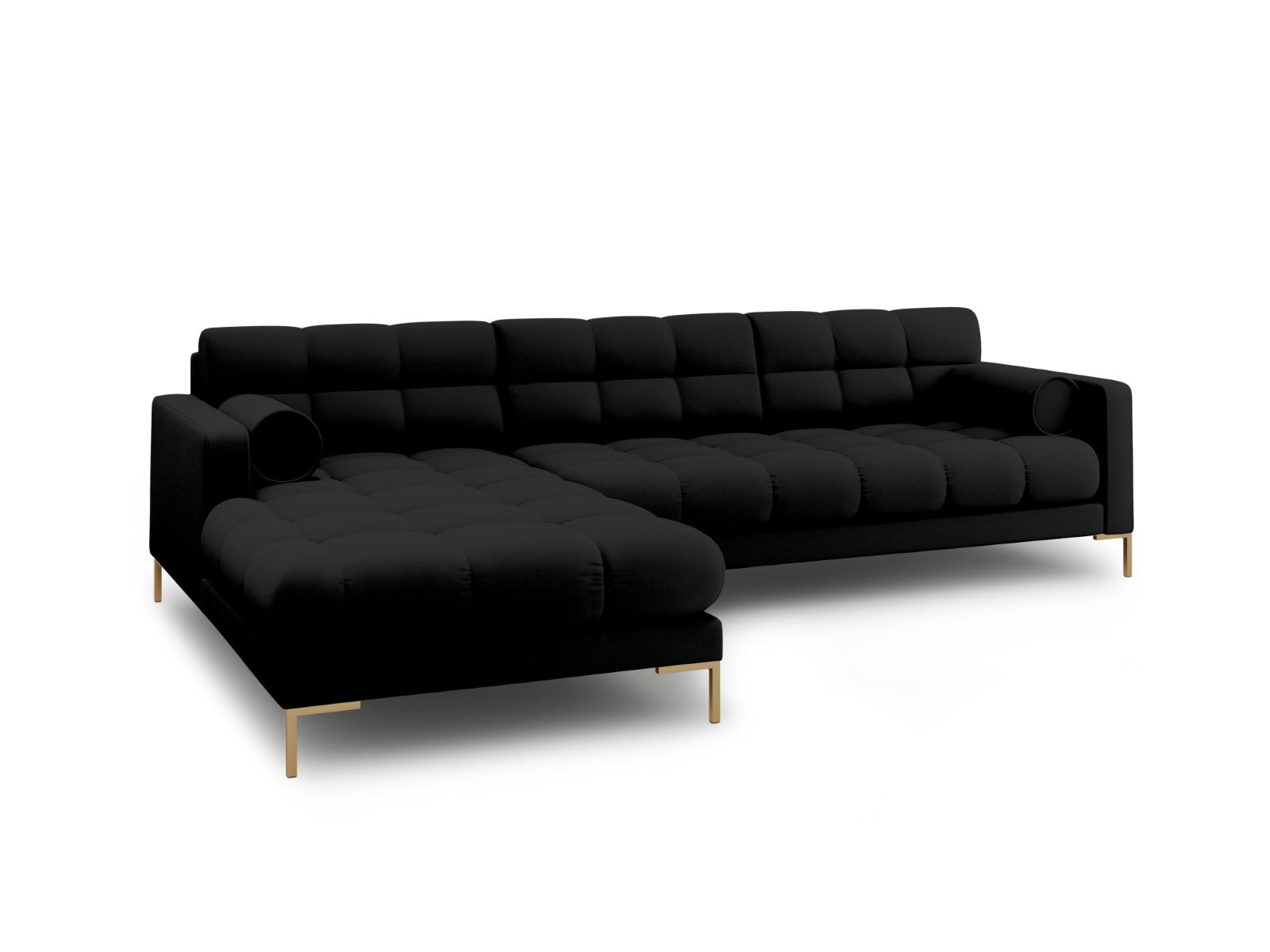 Cosmopolitan Design - Divano angolare sinistro "Bali" 5 posti in tessuto strutturato nero 