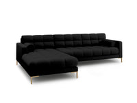 Cosmopolitan Design - Divano angolare sinistro "Bali" 5 posti in tessuto strutturato nero 