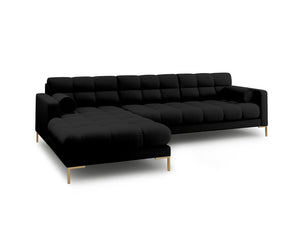 Cosmopolitan Design - Divano angolare sinistro "Bali" 5 posti in tessuto strutturato nero 