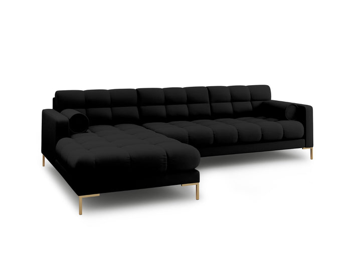 Cosmopolitan Design - Divano angolare sinistro "Bali" 5 posti in tessuto strutturato nero 