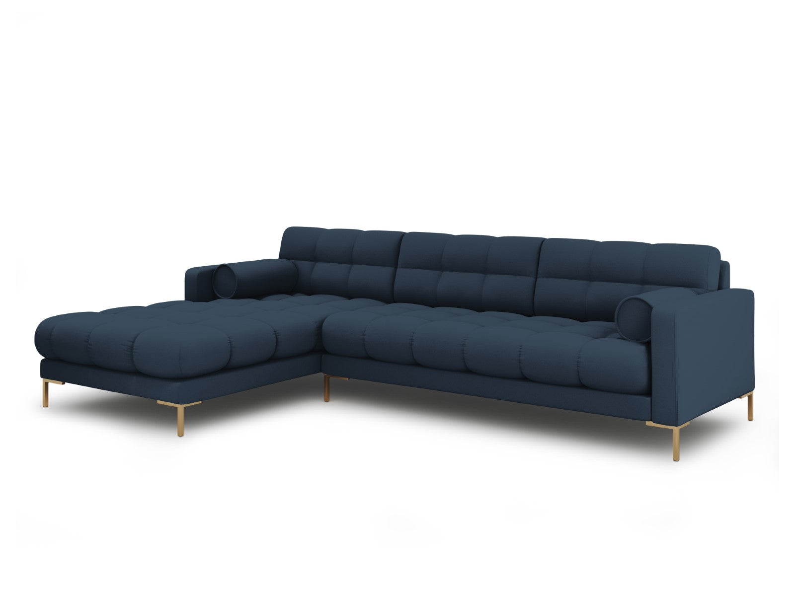 Cosmopolitan Design - Divano angolare sinistro "Bali" 5 posti in tessuto strutturato blu 