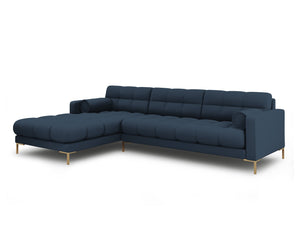 Cosmopolitan Design - Divano angolare sinistro "Bali" 5 posti in tessuto strutturato blu 
